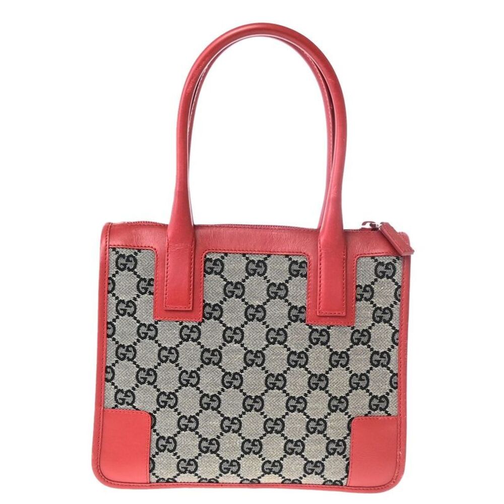 Gucci Vintage Zip Tote Gg Canvas With Leather Gray Canvas Tote Bag Bag